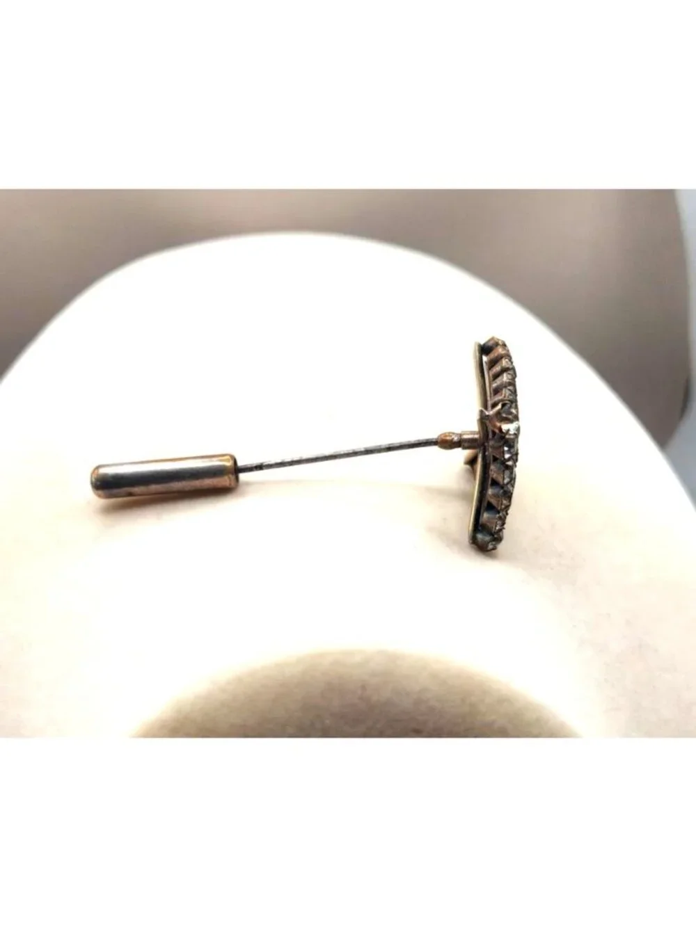 Vintage Square Rhinestone Stick Pin Brooch With Silver-Tone Metal Base